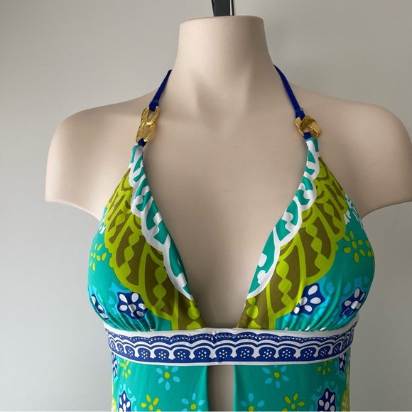 Trina Turk Seychelles Jungle One Piece Bathing Swim Suit Swimwear Halter Boho - Picture 4 of 13
